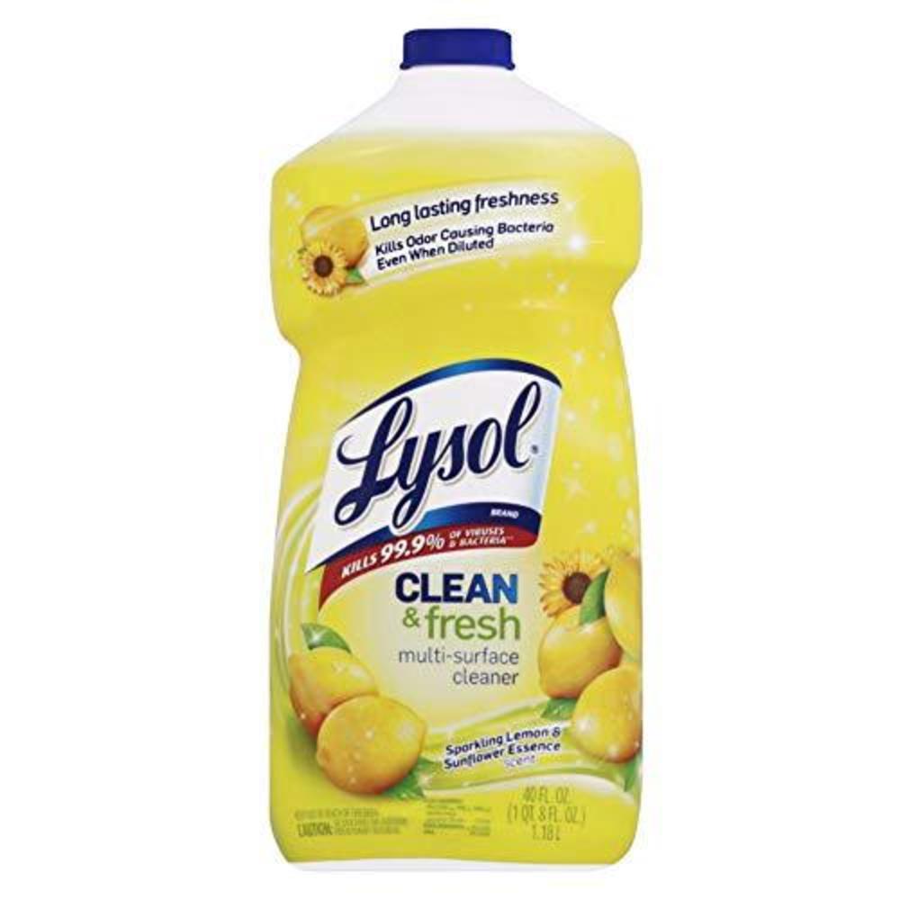 lysol multi-surface cleaner, sanitizing and disinfecting pour, to clean and deodorize, sparkling lemon & sunflower essence, 4