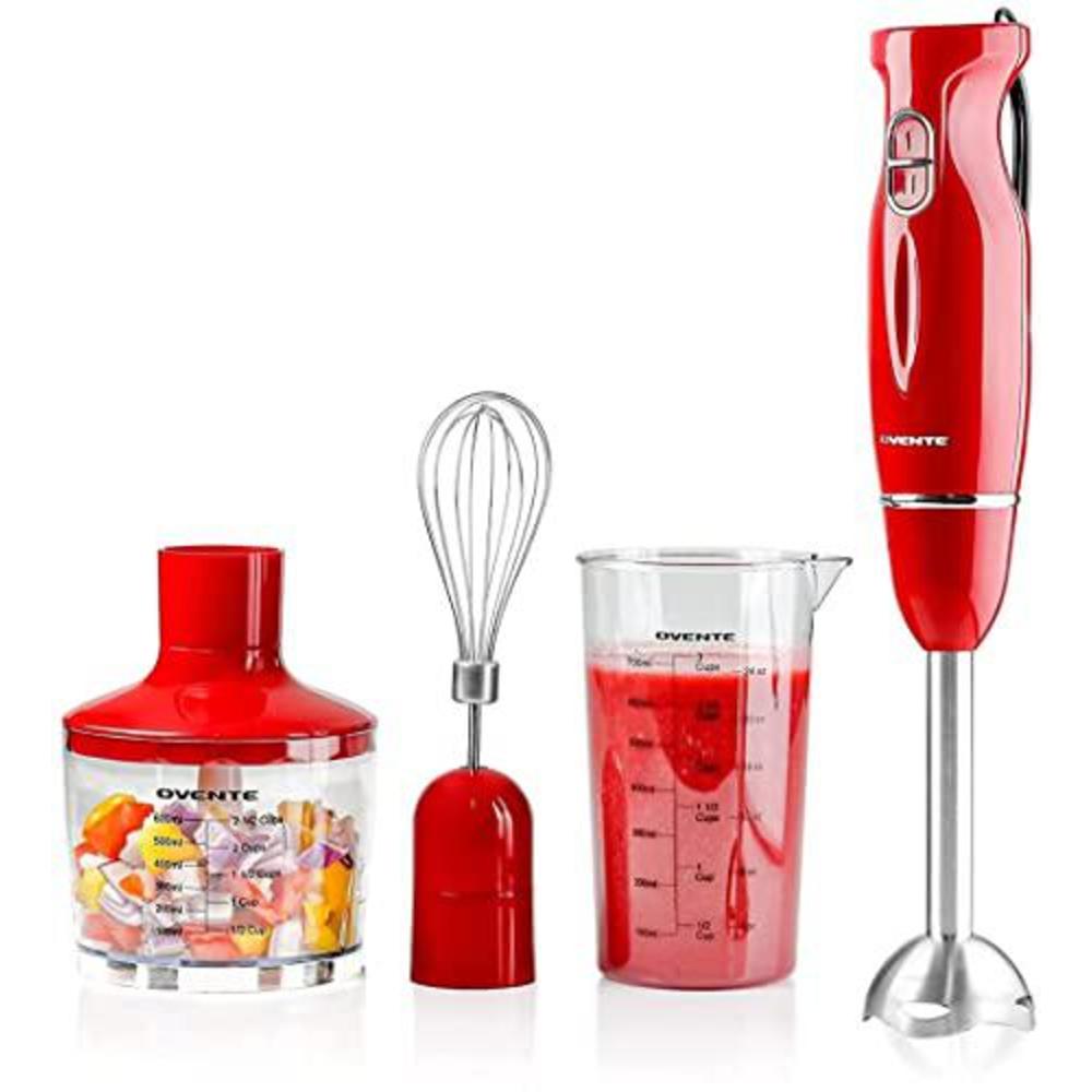 ovente immersion electric hand blender 300 watt power 2 mix speed with stainless steel blades, handheld stick mixer set with 