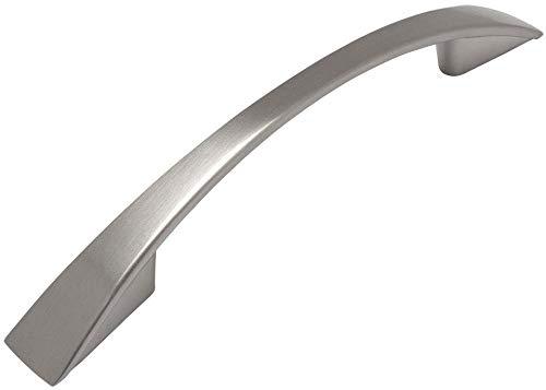 COSMAS 50 pack - cosmas 3200-96sn satin nickel modern cabinet hardware arch handle pull - 3-3/4" inch (96mm) hole centers
