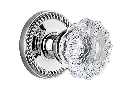 grandeur newport rosette with fontainebleau crystal knob, privacy - 2.375", bright chrome