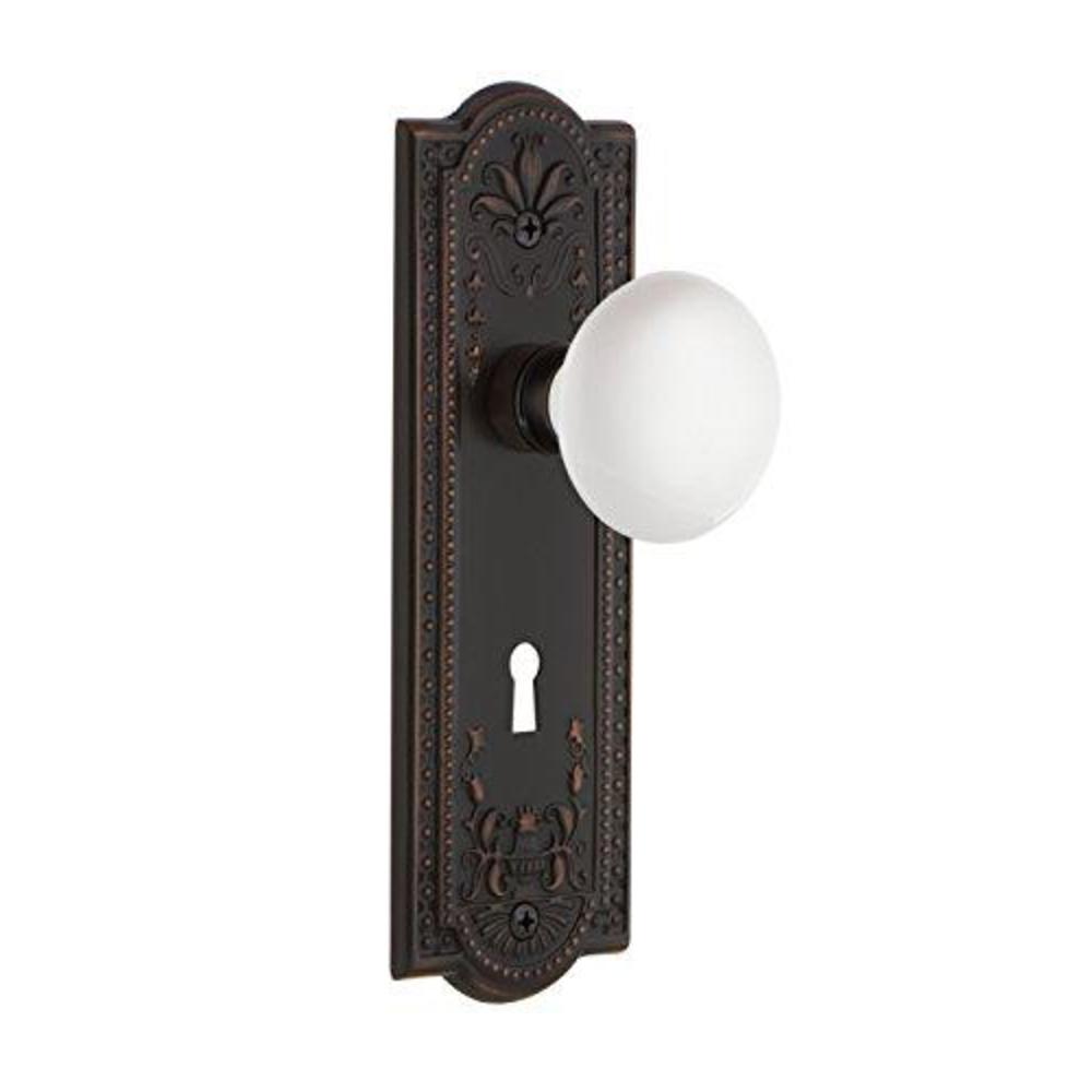 nostalgic warehouse meadows plate with keyhole double dummy white porcelain door knob in timeless bronze