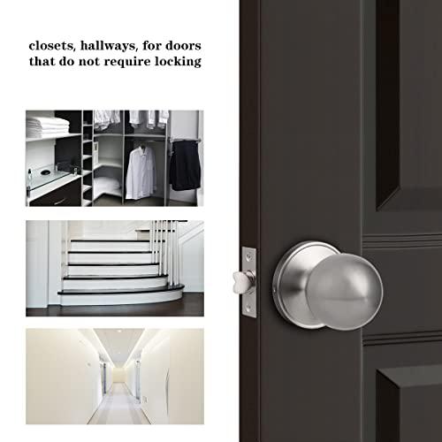 Probrico Round Passage Door Knobs Interior Hall Closet Handles Brushed Nickel Ball 3 Pack Probrico Round Passage Door, Round Closet Door Knobs