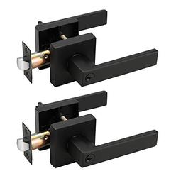 Probrico (2 Pack Black Entry Knob Combo Pack Keyed Alike, Heavy Duty Entrance Door Lever, Exterior Lockset Contemporary Style, M