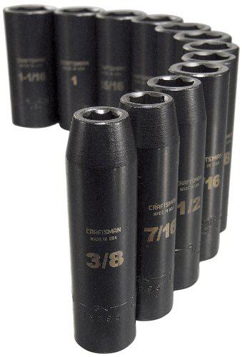 craftsman 9-15886 6 point deep 1/2-inch drive standard easy to read impact socket set, 12-piece