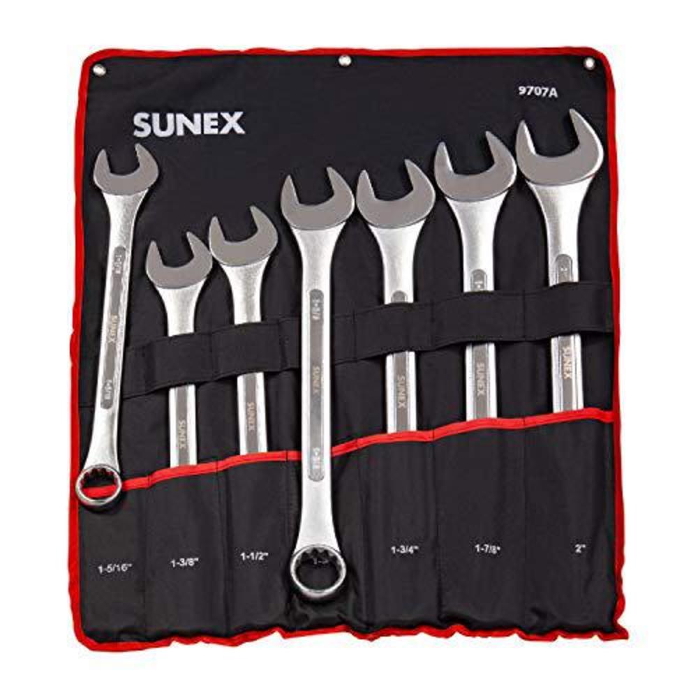 sunex tools 9707 jumbo fractional combination wrench set, 7piece (includes roll-case), sae jumbo combination wrench set