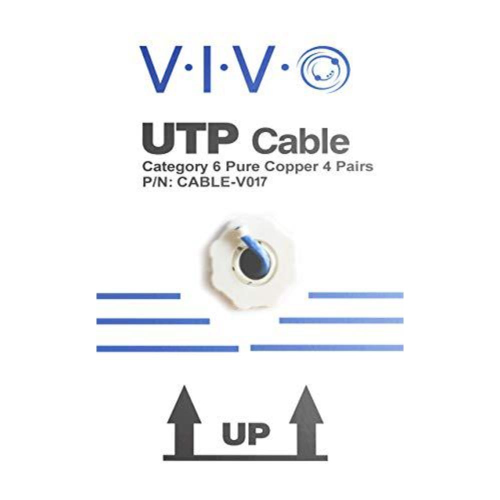 vivo blue 500ft bulk cat6, full copper ethernet cable, 23 awg, utp pull box, cat-6 wire, indoor, network installations cable-