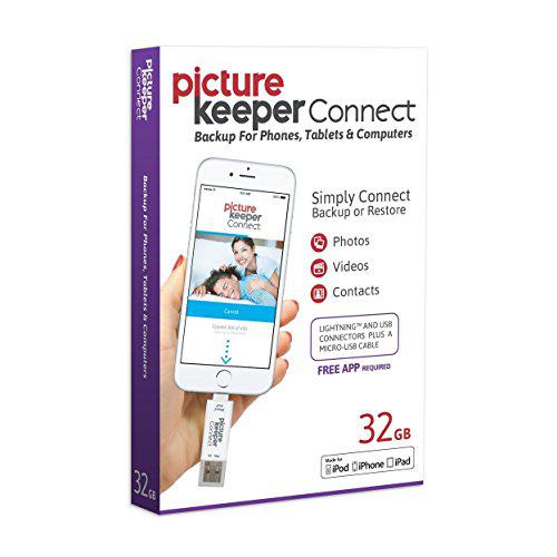 picture keeper connect photo & video flash drive for pcs, apple, & android devices, 32gb flash drive