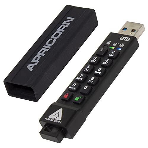 apricorn aegis secure key 3 nx 64gb 256-bit encrypted fips 140-2 level 3 validated secure usb 3.0 flash drive, ask3-nx-64gb, 