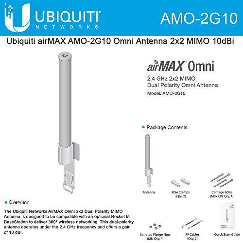 Ubiquiti Networks ubiquiti amo-2g10 2.4ghz omni-directional antenna dual-polarizarion 10dbi