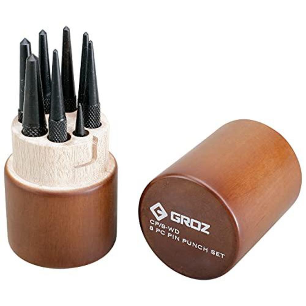 groz 25120 center punch set, 8pc with 1/16", 1/8", 3/16", 3/32", 5/32", 5/64", 7/32", and 9/64"