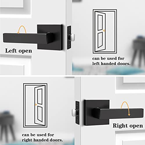 probrico matte black passage door levers square hall closet handles, heavy duty interior non-locking lever sets, reversible f
