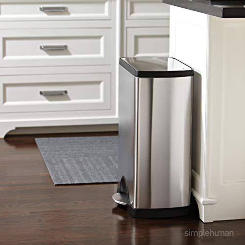 simplehuman 50 liter / 13.2 gallon rectangular kitchen step trash can, brushed stainless steel