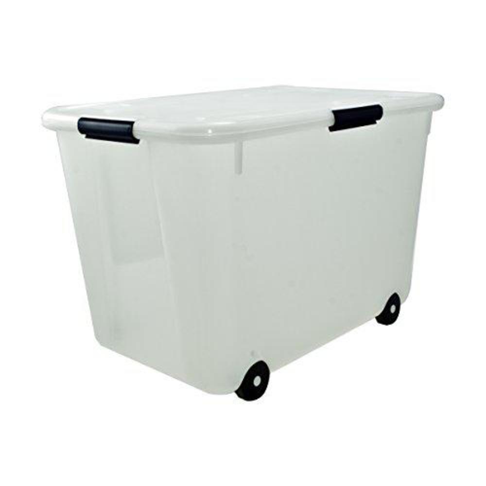 advantus rolling storage box with snap lid, 15-gallon size, clear (34009)