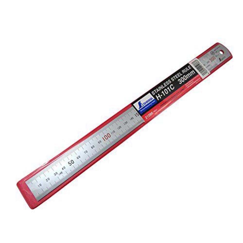 shinwa h101-c 300 mm rigid"zero glare" metric machinist ruler/rule scale .5 mm & mm markings