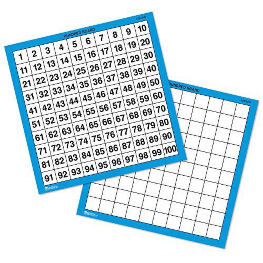 learning resources laminated hundred boards, dry-erase counting aid, set of 10, ages 5+, multicolor, model:ler0375 multi-colo