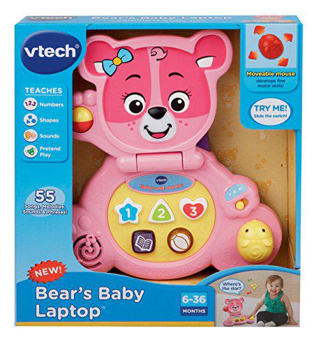 vtech bear's baby laptop, pink
