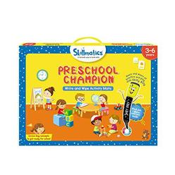 skillmatics educational game: preschool champion (3-6 years) | erasable and reusable activity mats with 2 dry erase markers |