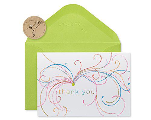 papyrus thank you cards with envelopes, swirl glitter (14-count)
