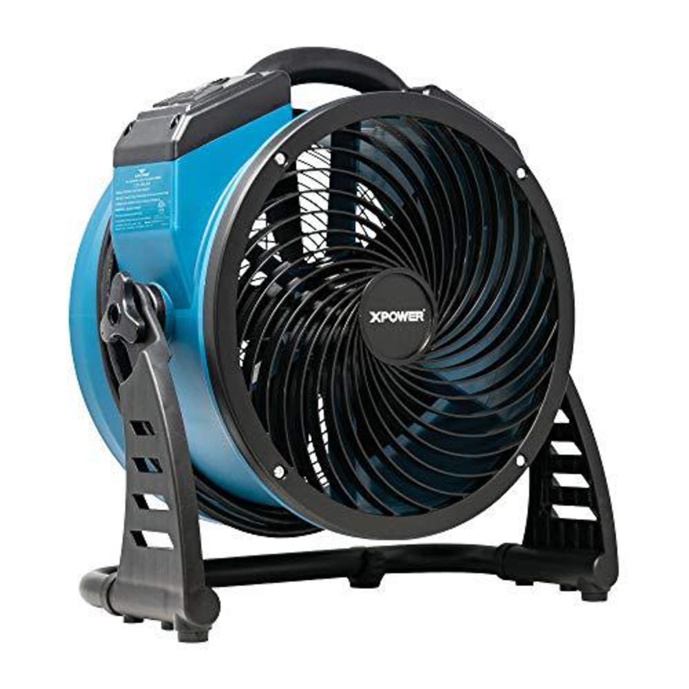 xpower fc-250ad heavy duty whole room air circulator blower fan with built-in power outlets - blue