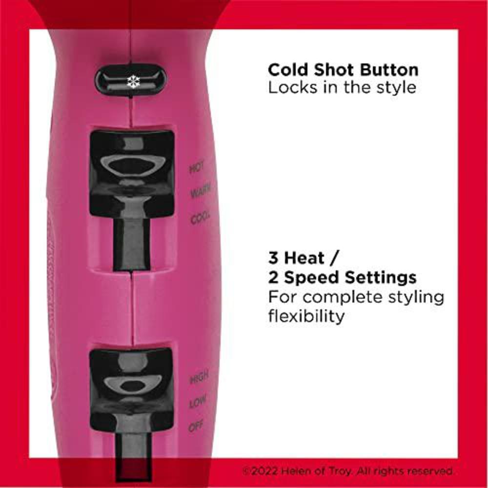 revlon volume booster hair dryer | 1875w for voluminous lift and body, (pink)