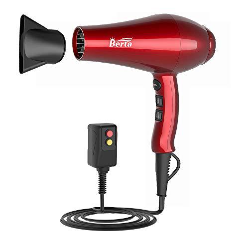 Jinri hair dryer 1875w, professional infrared hair dryer, negative ionic blow dryer fast drying, ceramic hairdryer with nozzle, adj