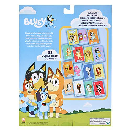bluey 5-in-1 card game set - includes 53 jumbo cards