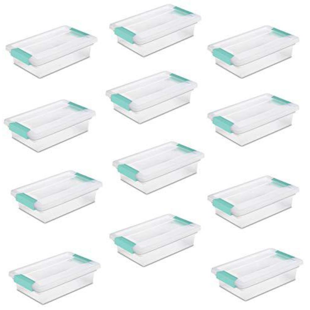 sterilite 19618606 small clip box clear storage tote container w/lid (12 pack)