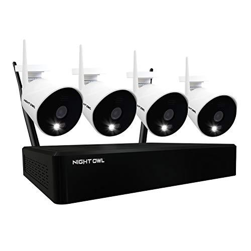 night owl 1080p wi-fi smart security system with 4 ac powered 1080p hd wi-fi ip indoor/outdoor cameras with night vision and 