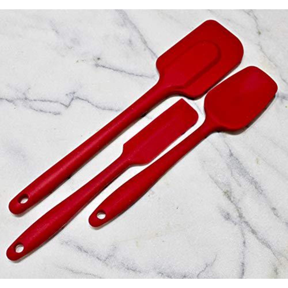 rose levy beranbaum signature series rose's trinity set of 3 spatulas needed by every home baker and chef, 3 sizes, red