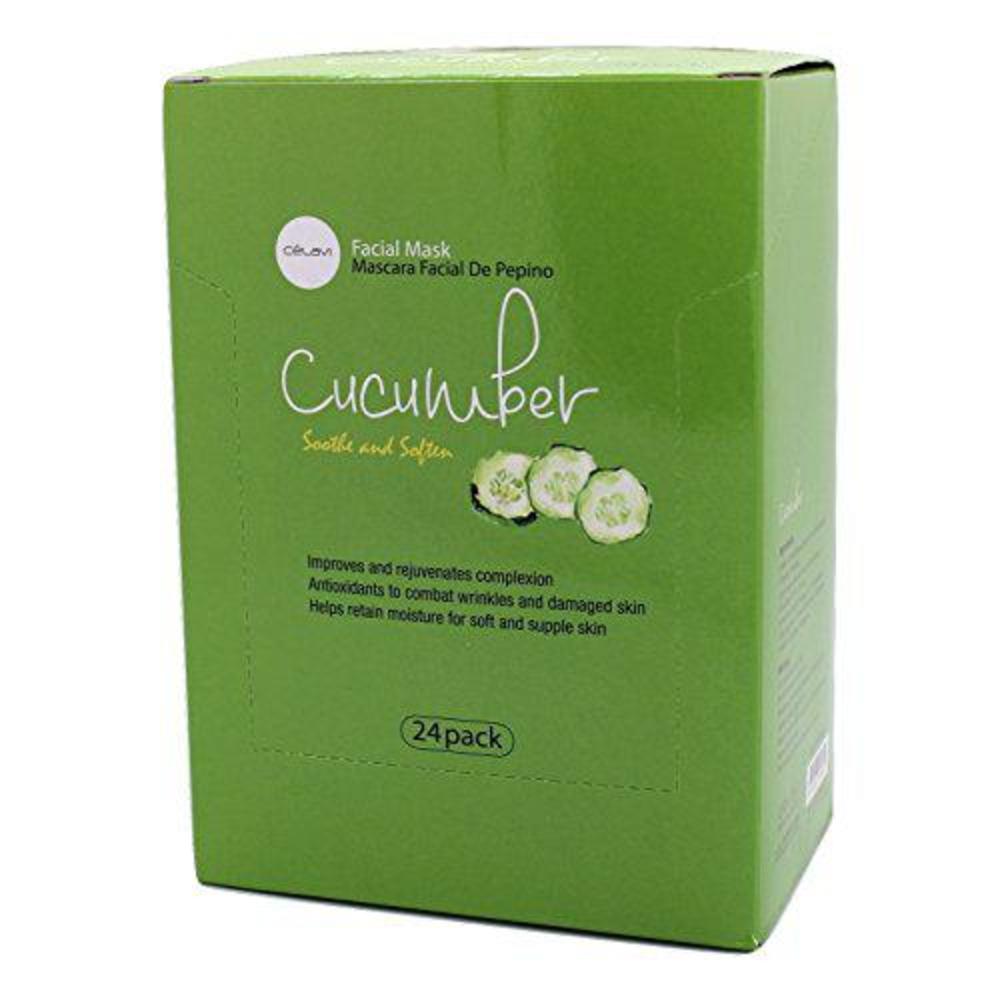 Dollaritem celavi essence facial mask paper sheet korea skin care moisturizing 24 pack (cucumber)