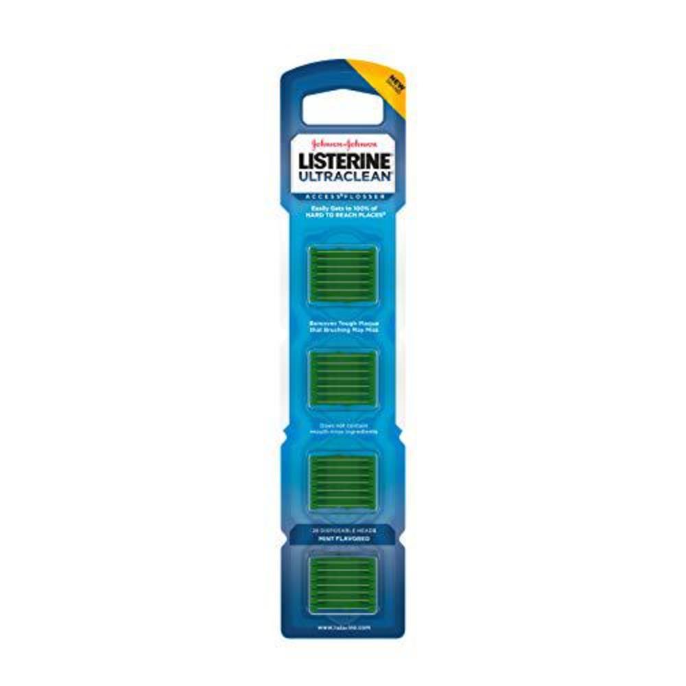 listerine ultraclean access disposable snap-on flosser refill heads for proper oral care, mint flavored, 28 count (pack of 5)