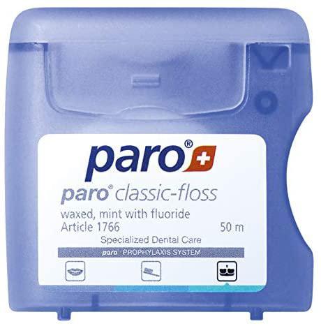 paro classic floss 50 meter a thin, waxed, minted and fluoridated -6 pack