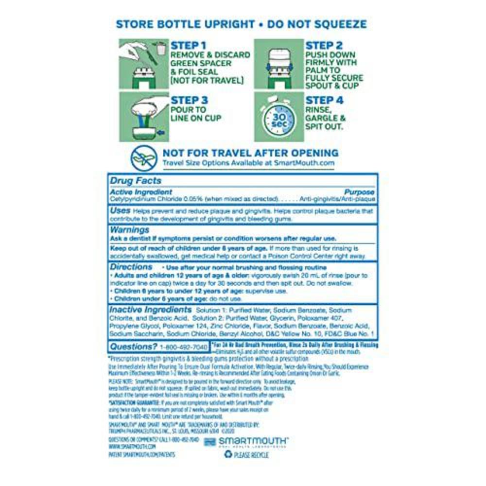 smartmouth clinical dds oral rinse for the treatment of bad breath and protection from gingivitis and gum disease, 16 ounce
