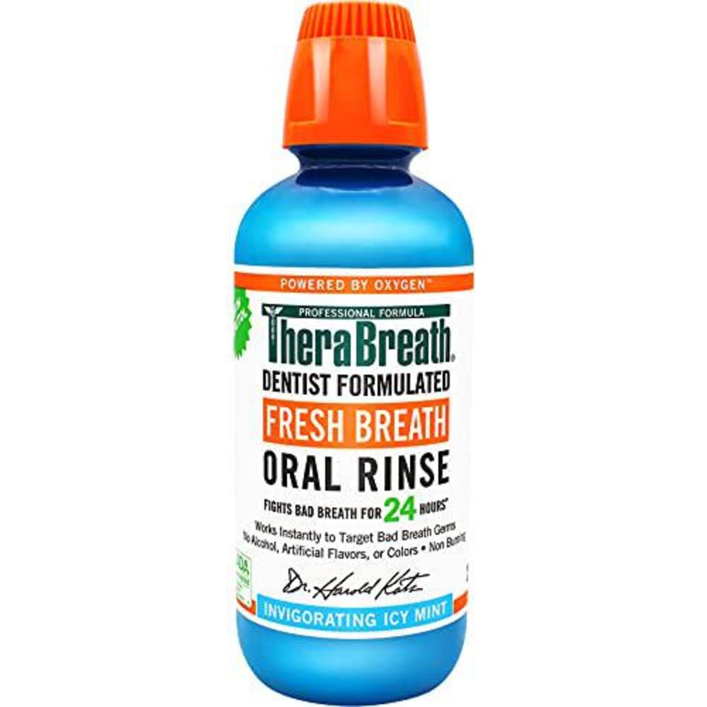 therabreath fresh breath dentist formulated oral rinse, icy mint, 16 ounce (pack of 2)