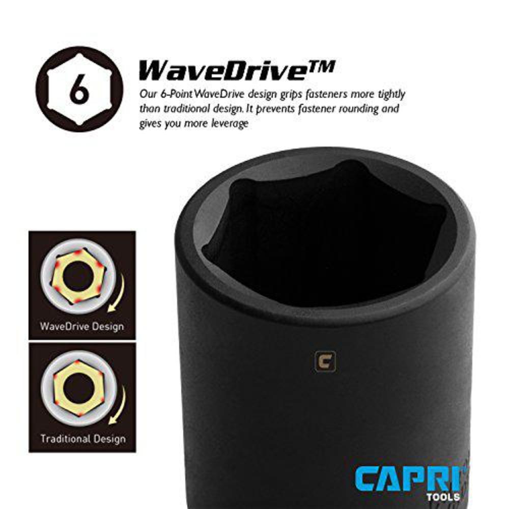 capri tools shallow impact socket, 3/8-inch drive, 6-point, metric (23 mm)