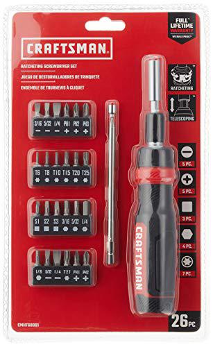 craftsman ratcheting screwdriver, multibit set, 26-piece (cmht68001)