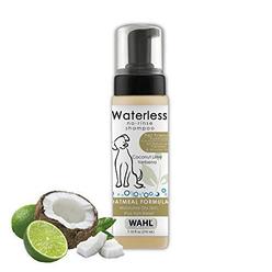 wahl pet friendly waterless no rinse shampoo for animals - oatmeal & coconut lime verbena for cleaning, conditioning, detangl