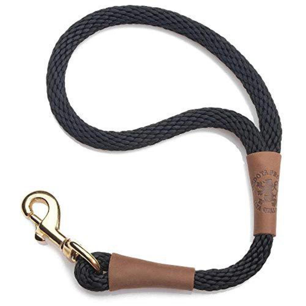 mendota pet traffic leash - short dog lead - made in the usa - black, 1/2 in x 16 in
