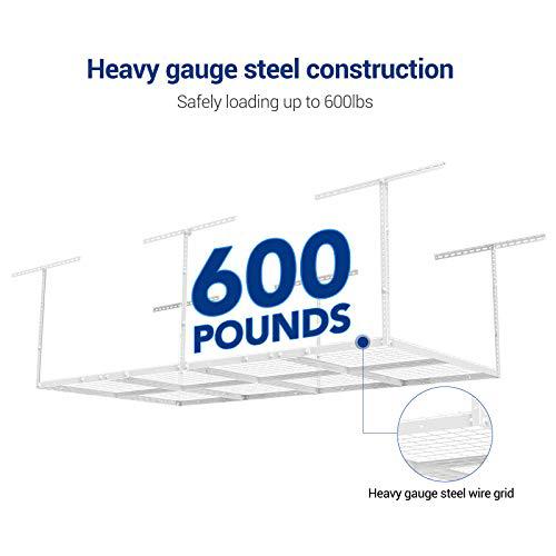 fleximounts 3x8 overhead garage storage rack adjustable ceiling storage rack heavy duty, 96" length x 36" width x 40" height,