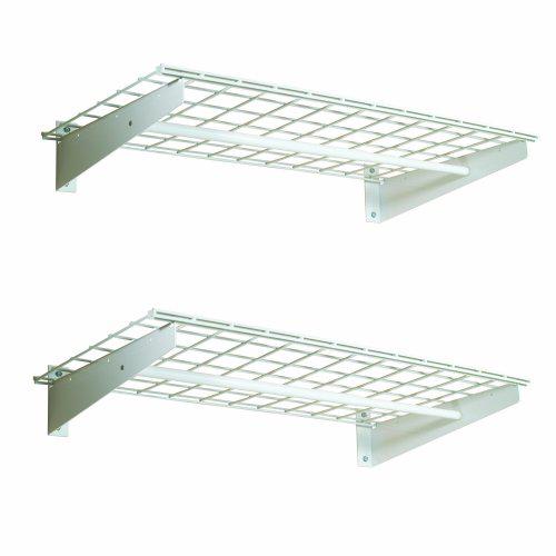 hyloft 777 wall shelf with hanging rod, 36" x 18" (2-pack) , white