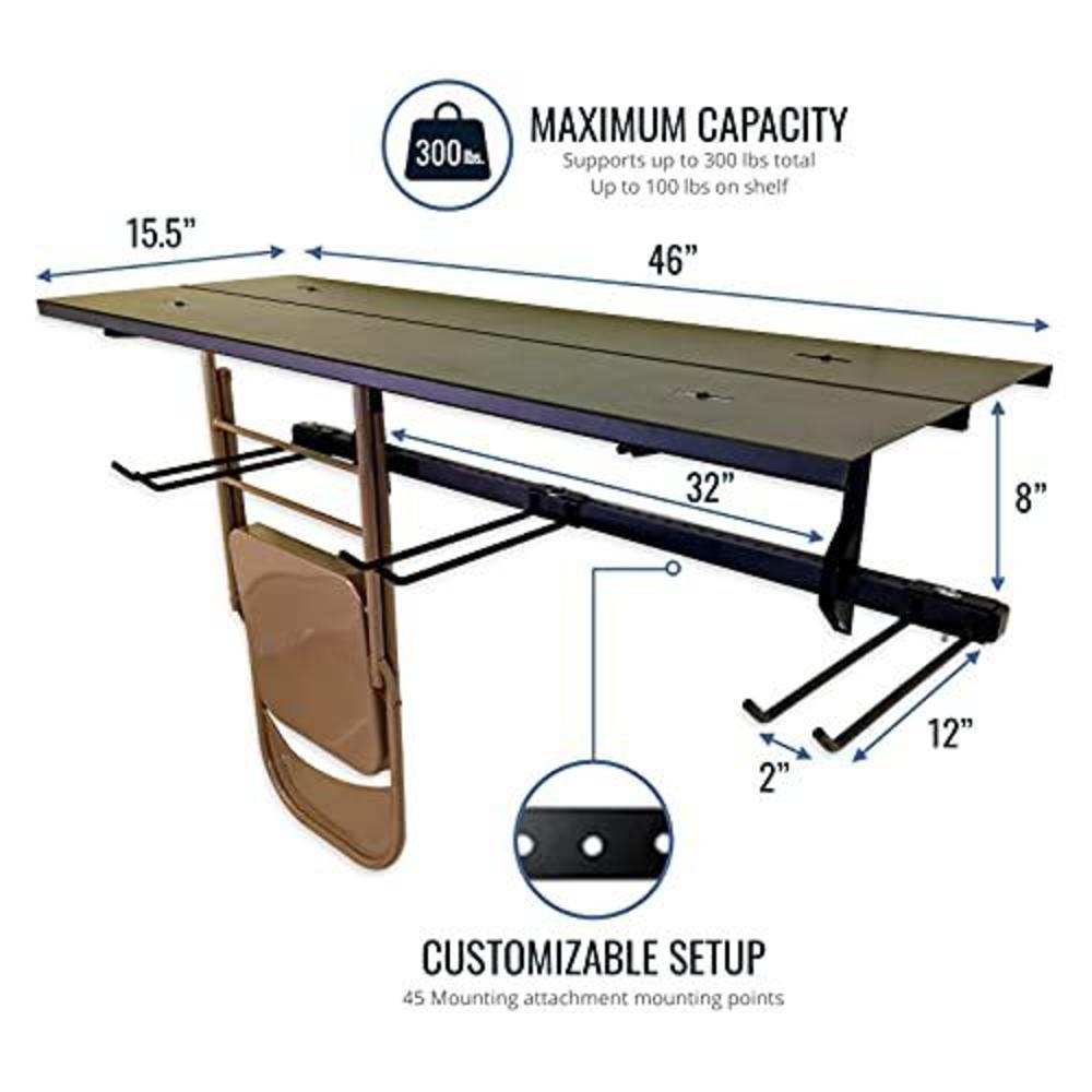 storeyourboard chair storage rack and storage shelf, folding and beach chair wall mount, home and garage hook hanger system