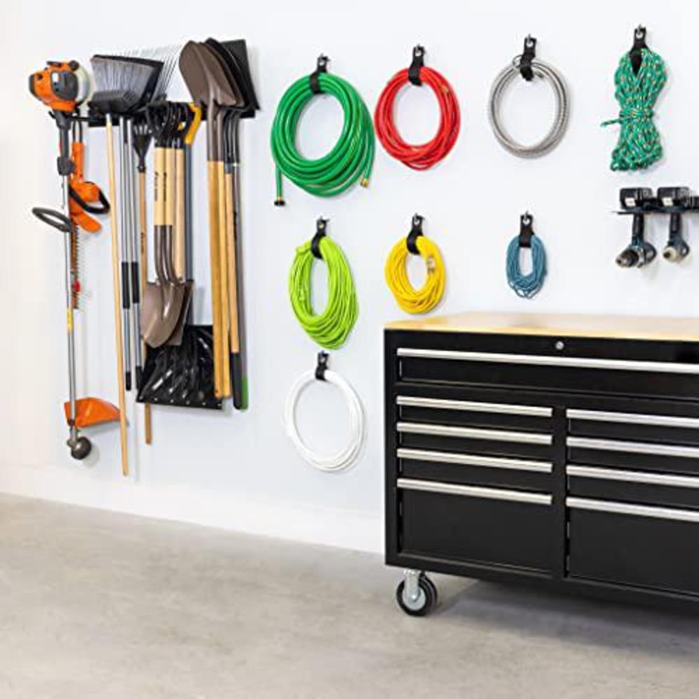 storeyourboard tool storage rack, garage wall mount, heavy duty steel hooks, holds garden tools, shovels, rakes, brooms, exte