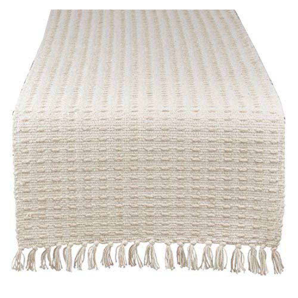 fennco styles kensrue collection rustic dashed woven 100% pure cotton 16 x 72 inch table runner - natural table runner for fa