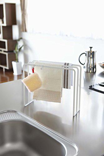 yamazaki home dish dishcloth hanger | steel | towel holder, one size, white