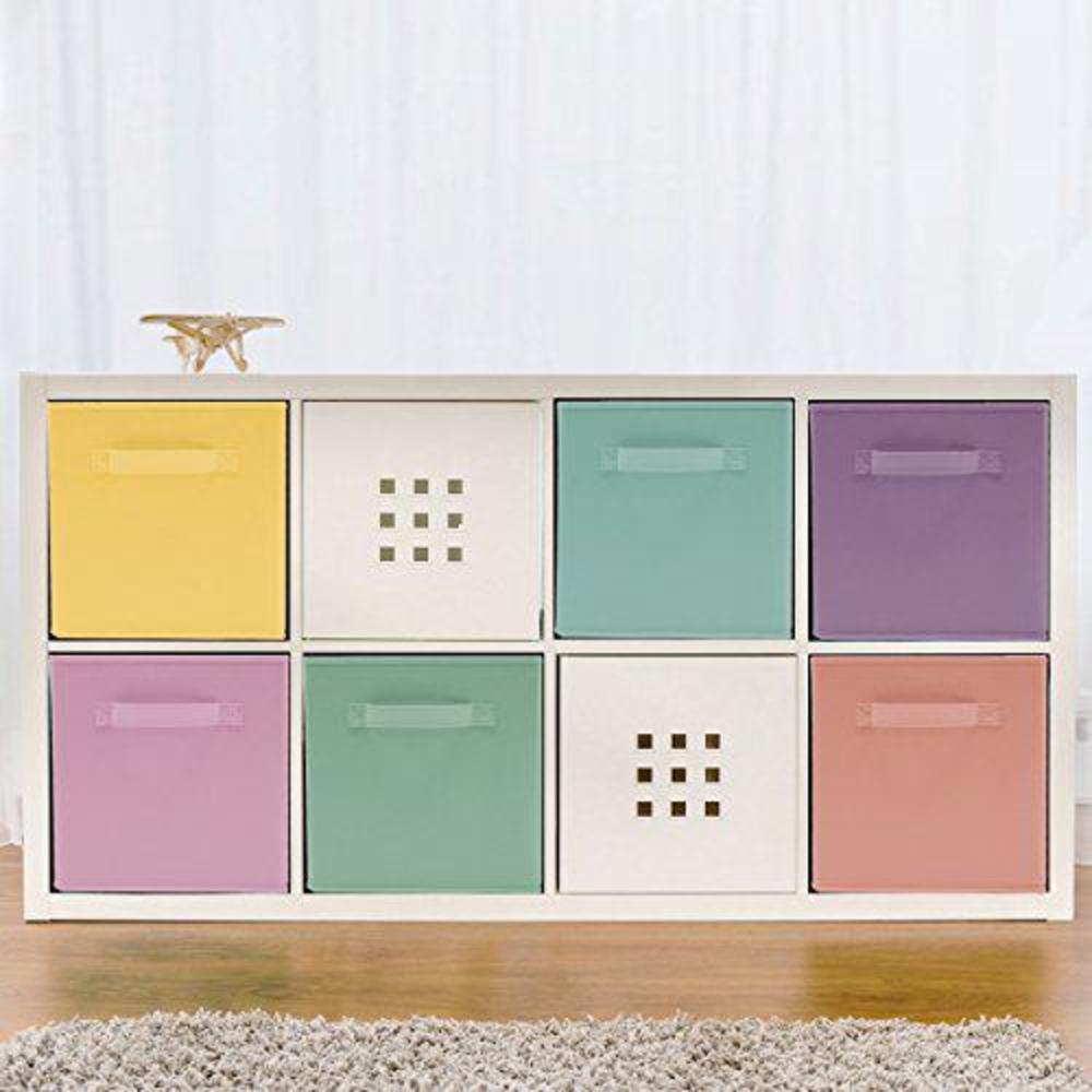 sorbus foldable storage cube basket bin - great for nursery, playroom, closet, home organization (pastel multi-color, 6 pack)