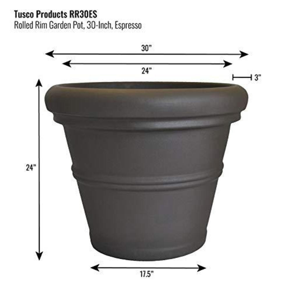 tusco products rr30es rolled rim collection planter, 30", espresso