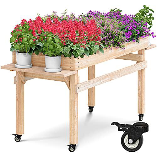 omishome raised planter box with legs | garden boxes outdoor raised for outdoor use | raised bed garden kit | elevated plante