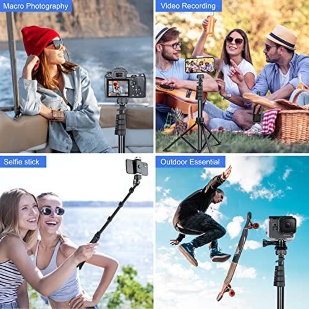 Sensyne 62" phone tripod & selfie stick, sensyne extendable cell phone tripod stand with wireless remote and phone holder, compatible