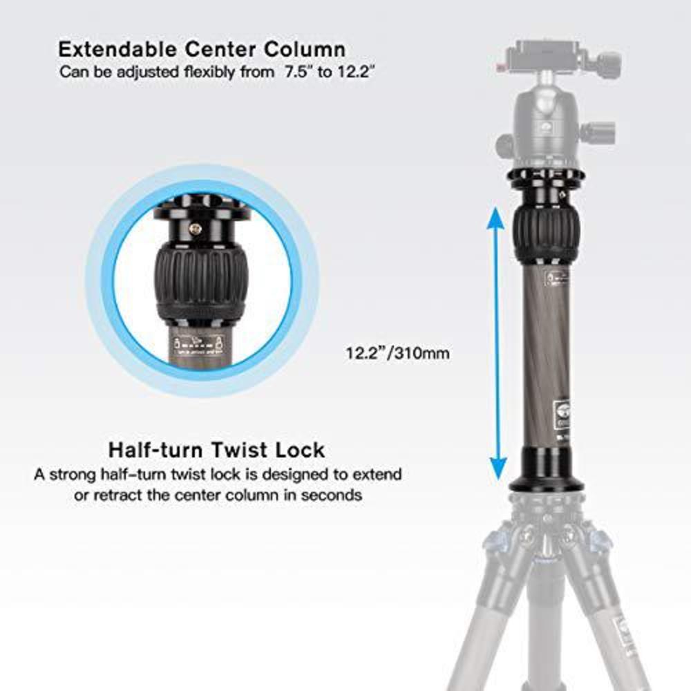 sirui sl-100 two-section carbon fiber center column-tripod extender-tripod extension tube
