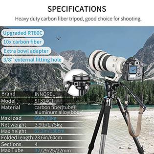 Innorellt364cm Carbon Fiber Heavy Duty Camera Tripod 63in 160cm Max | Desertcart